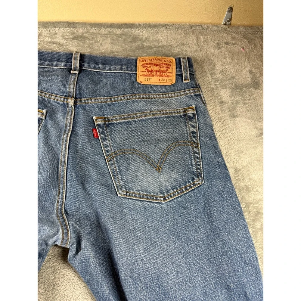Vtg Levi's 517 USA Boot Cut Jeans 38x29 Distressed Fade